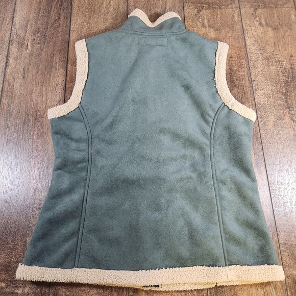 Bit & Bridle Womens Size M Green Tan Full Zip Fleece Lined Vest Western Workwear - Picture 6 of 6